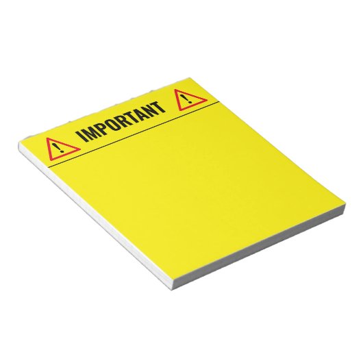 Bloc-note Yellow memo writing notepad for important stuff (Incliné)