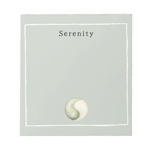 Bloc-note Yin Yang Méditation Personnalisée Vert Olive (Devant)