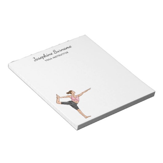 Bloc-note Yoga Instructeur Danseuse Pose Enseignant Nom Pers (Incliné)