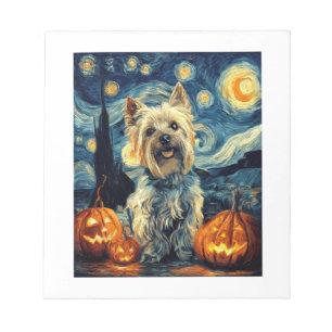 Bloc-note Yorkshire terrier Yorkie Chien de van gogh nuit ét