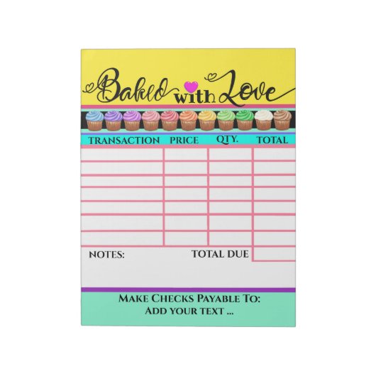 Bloc-note Your Baked With Love Invoice Notepad (Tourné)