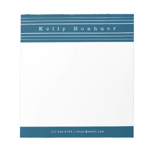 Bloc-note Your Name & Stripes   Ocean Blue