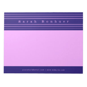 Bloc-note Your Name & Stripes   Purple & Pink