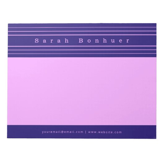 Bloc-note Your Name & Stripes | Purple & Pink (Devant)