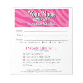 Bloc-note Zebra Print Vendor Event Leads Drawing Slip (Devant)