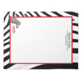 Bloc-note Zebra Smile Noir/Blanc/Rouge Personnalisable Grand (Devant)