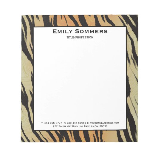 Bloc-note Zèbre noir (Devant)