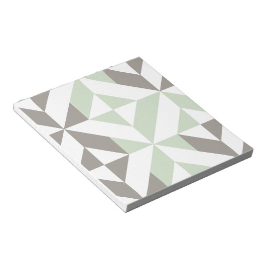 Bloc-note ZigZag géométrique Sage Green et Silver (Incliné)