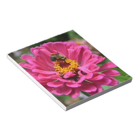Bloc-note Zinnia rose et Bumble bee (Incliné)