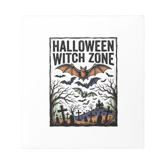 Bloc-note Zone de sorcière d'Halloween Dessin de chauves-sou (Devant)