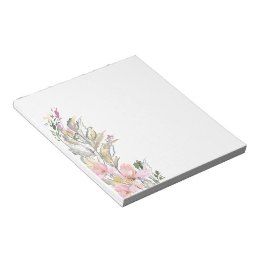 Bloc-notes à bordure florale Aquarelle (Incliné)