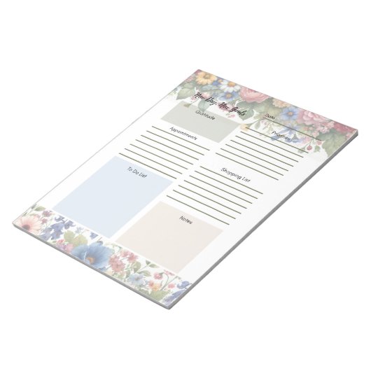 Bloc-notes à bordure florale du planificateur quot (Incliné)