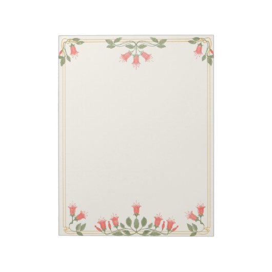 Bloc-notes à bordure florale fuchsia Art nouveau (Tourné)