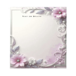 Bloc-notes à cadre floral rose