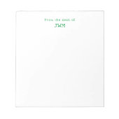 Bloc-notes à en-tête avec monogramme vert (Devant)