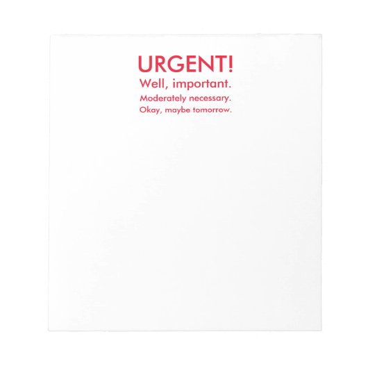 Bloc-notes à faire urgent, Bloc-notes amusant en r (Devant)
