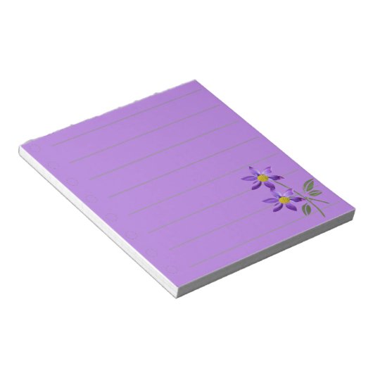 Bloc-notes à fleurs violettes : (Incliné)