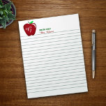 Bloc-notes à la pomme brillante de l'enseignant<br><div class="desc">La pomme rouge brillante classique sur ce cadeau amusant et personnalisé. Prêt à personnaliser avec son monogramme et son nom.</div>