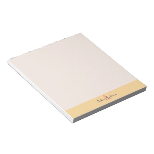 Bloc-notes à monogramme rose et jaune (Incliné)