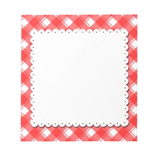Bloc-notes à motif carreaux rouge et blanc faux na (Devant)