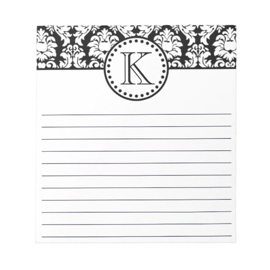 Bloc-notes à motif damassé avec monogramme personn (Devant)