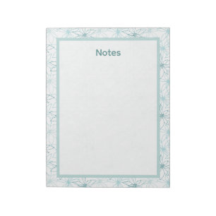 Bloc-notes à motif floral bleu clair minimaliste