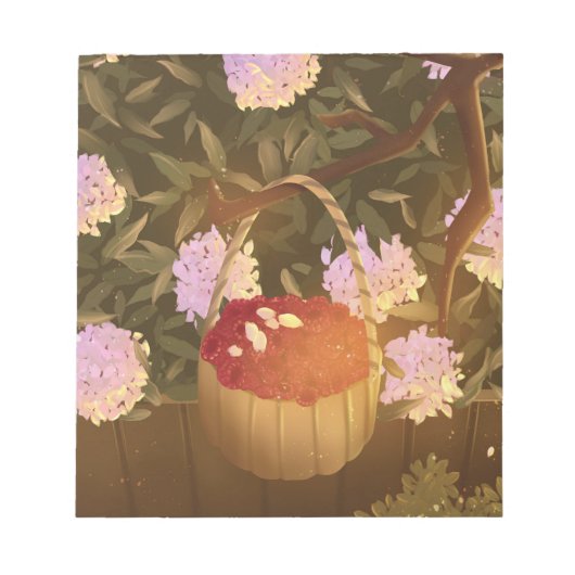 Bloc-notes à panier de framboises de l'heure dorée (Devant)