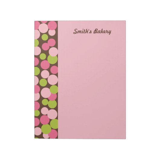 Bloc-notes à pois roses personnalisés (Tourné)