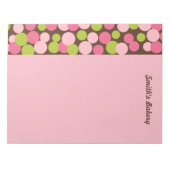 Bloc-notes à pois roses personnalisés (Devant)