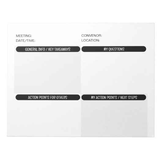 Bloc-notes à quatre parties personnalisable (Devant)