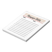 Bloc-notes à rayures rose pâle pour notes de messa (Tourné)