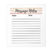 Bloc-notes à rayures rose pâle pour notes de messa (Devant)