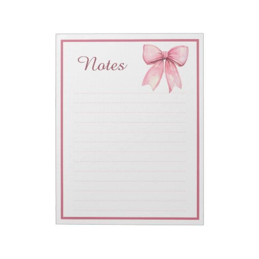 Bloc-notes à ruban rose coquet et joli (Tourné)