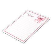 Bloc-notes à ruban rose coquet et joli (Incliné)