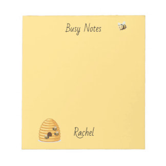 Bloc-notes abeille occupée nom personnalisé