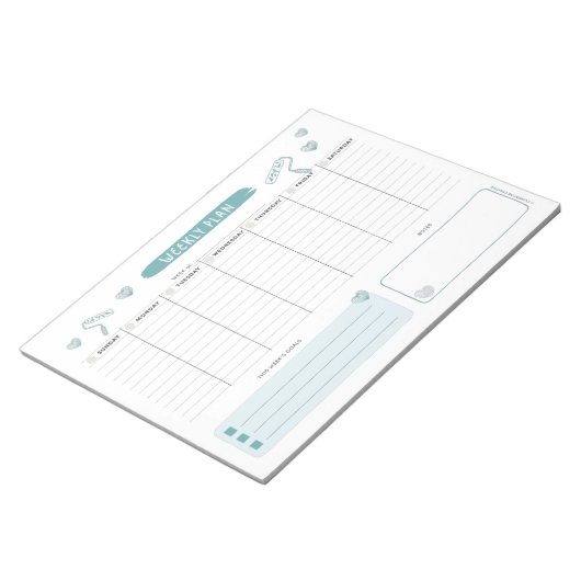 Bloc-notes adorable Blue Weekly Planner (Incliné)