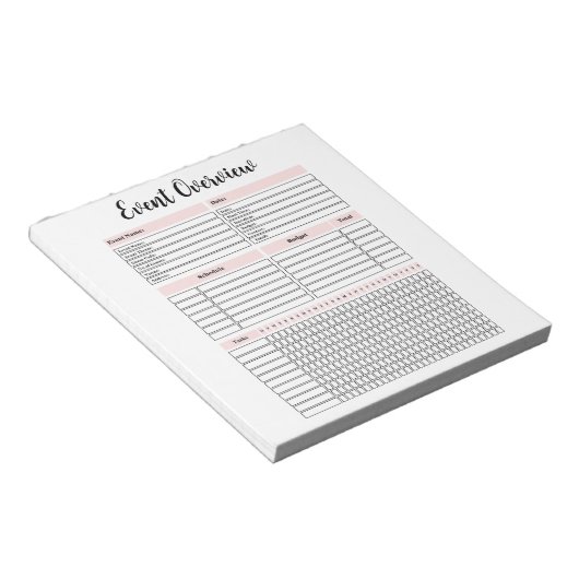 Bloc-notes Aperçu de la planification des événemen (Incliné)