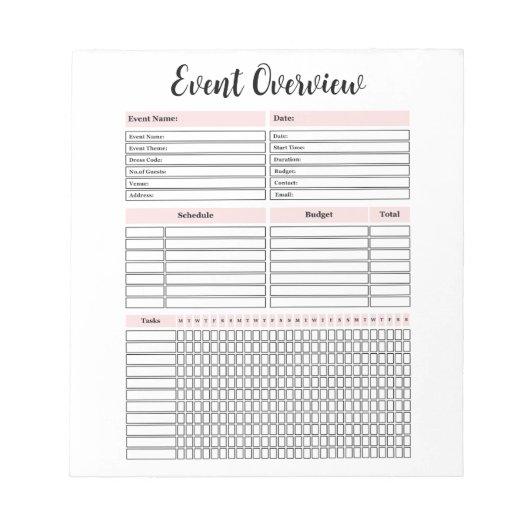 Bloc-notes Aperçu de la planification des événemen (Devant)