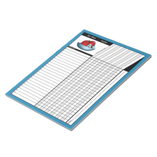 Bloc-notes Apple A+ Blue Teachers' Grade Sheets (Incliné)