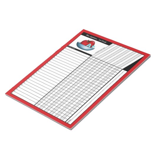 Bloc-notes Apple A+ Red Teachs' Grade Sheets (Incliné)