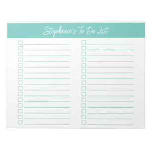 Bloc-notes Aqua 8,5x11 Deux Colonnes Liste de Cont
