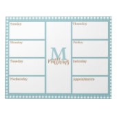 Bloc-notes Aqua En vichy Plaid Weekly Planner (Devant)