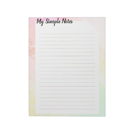 Bloc-notes Aquarelle Pastel My Simples Notes (Tourné)