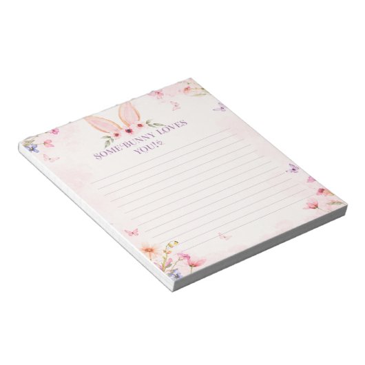 Bloc-notes aux notes de lapin floral (Incliné)