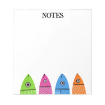 Bloc-notes aux poissons colorés mignons