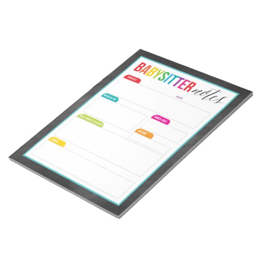 Bloc-notes Babysitter Notes pour les parents (gran (Incliné)