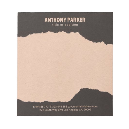 Bloc-notes Black & Cream Paper Torn Edges (Devant)