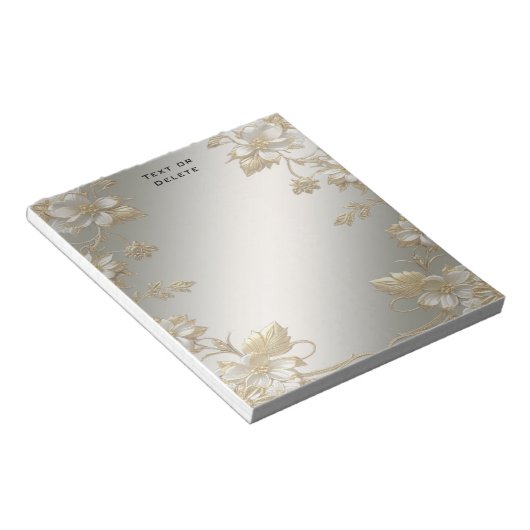 Bloc-notes blanc Floral Or (Incliné)