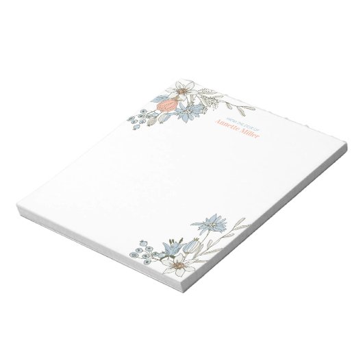 Bloc-notes bleu Boho Floral (Tourné)