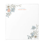 Bloc-notes bleu Boho Floral (Devant)
